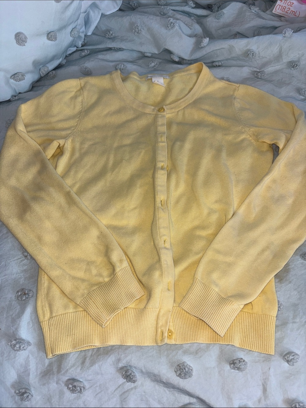 Basic Editions Pale Yellow Button-Up Cardigan Sweater
